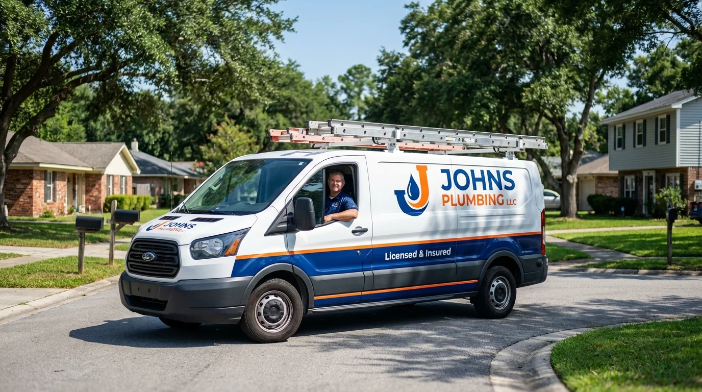 Johns Plumbing LLC service van in East Petersburg, PA