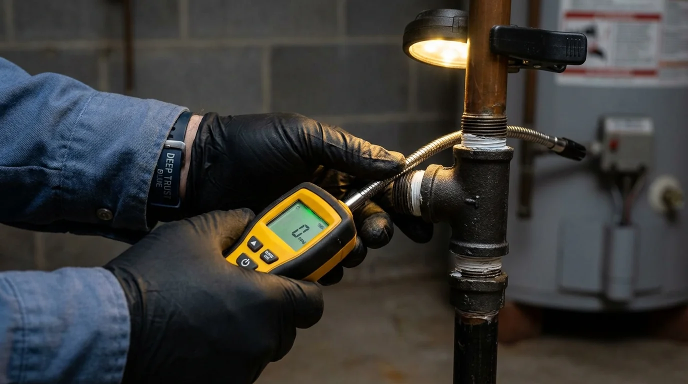 Gas leak detection with electronic sniffer by Johns Plumbing LLC in East Petersburg