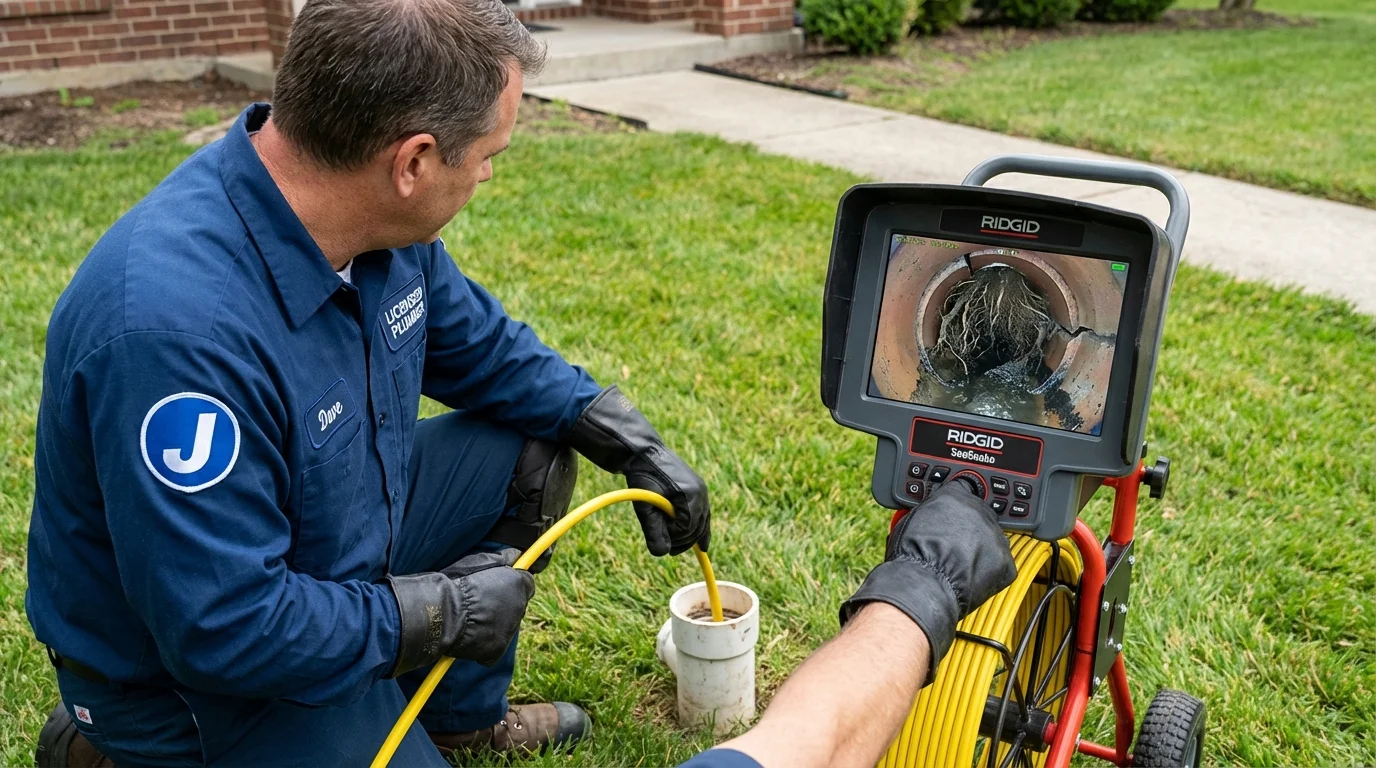 Sewer camera inspection being performed by Johns Plumbing LLC in East Petersburg